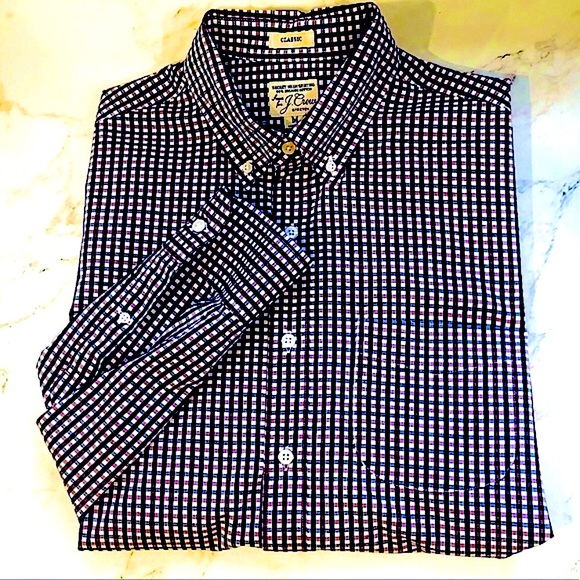 J. CREW LONG SLEEVE BUTTON DOWN OXFORD BURGUNDY INDIGO - Picture 1 of 5